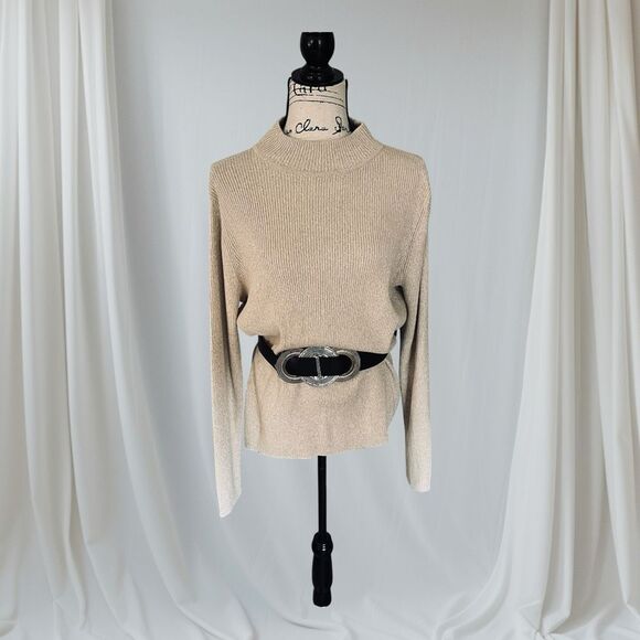 Karen Scott Womens Size Large 100% Cotton Mock Neck Pullover Sweater Minimalist - Picture 8 of 10